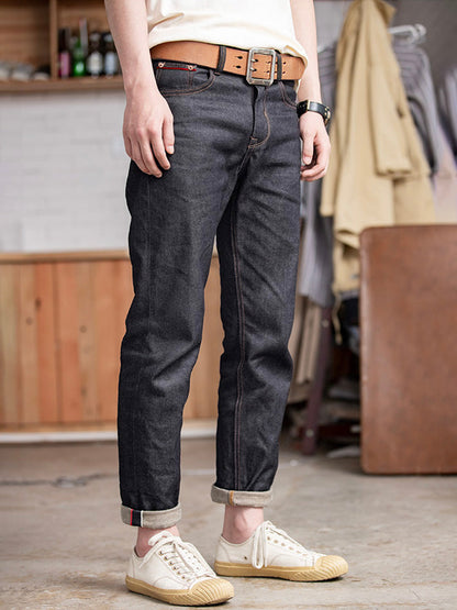 Men's American Retro Style Raw Denim Jeans