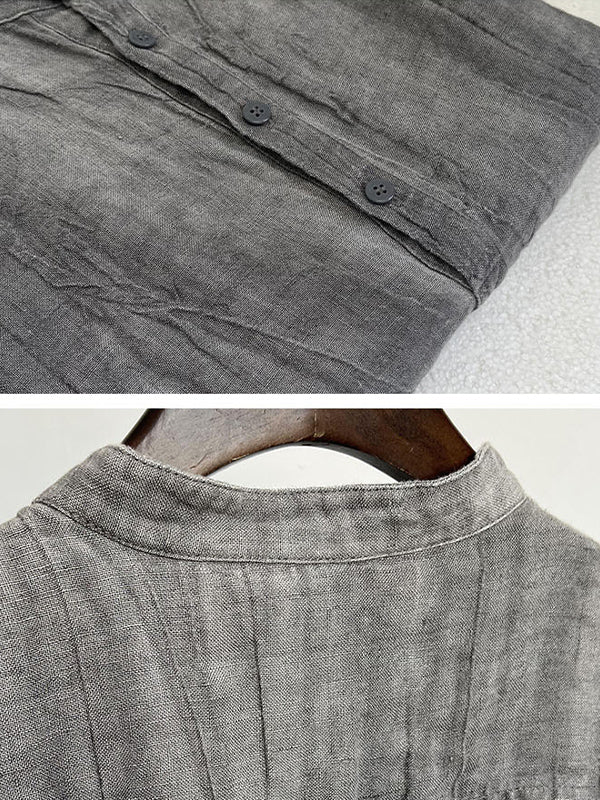 Men's 100% Linen Short Sleeve Henley Shirt