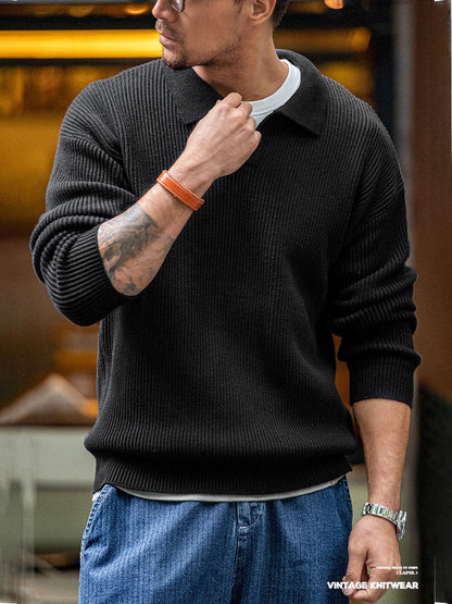 Men's Polo Collar Knit Sweater