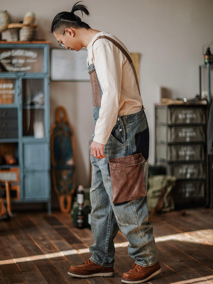 Contrast Denim Overalls