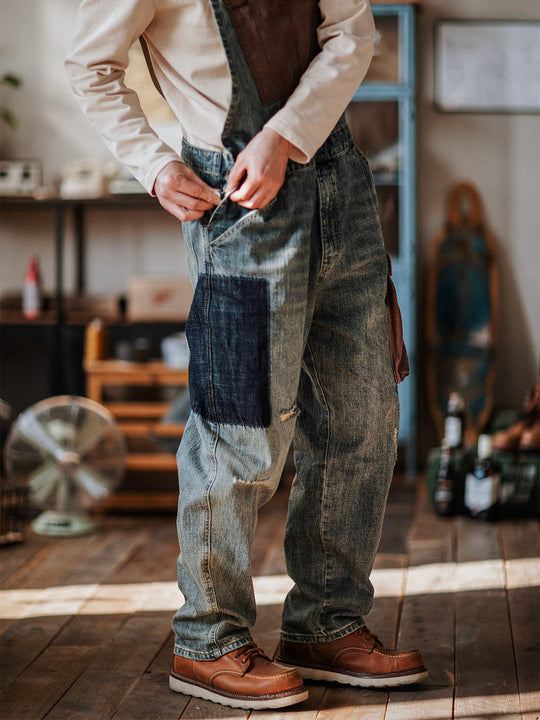 Contrast Denim Overalls
