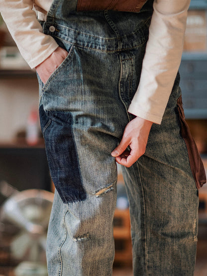 Contrast Denim Overalls